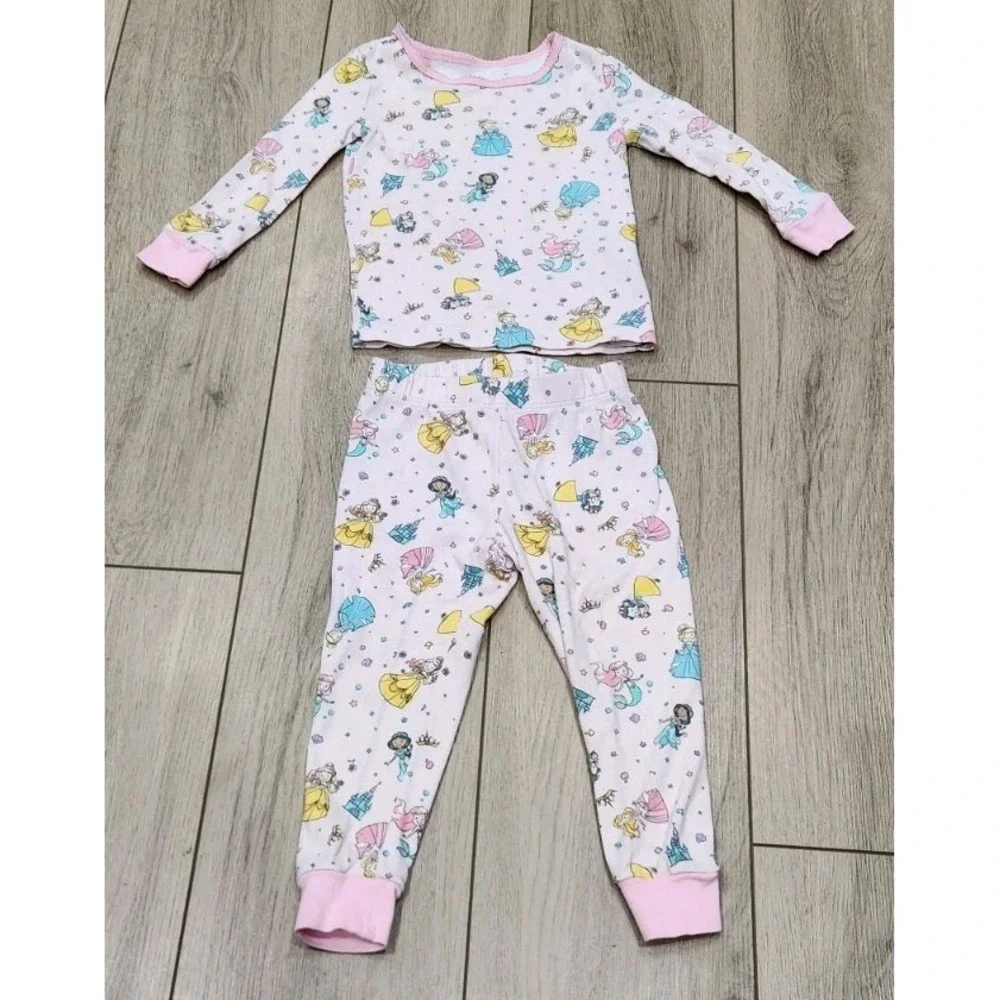 Disney Girls Pajamas Set Toddler Size 2 Snow White Cinderella Jasmine Ariel‎